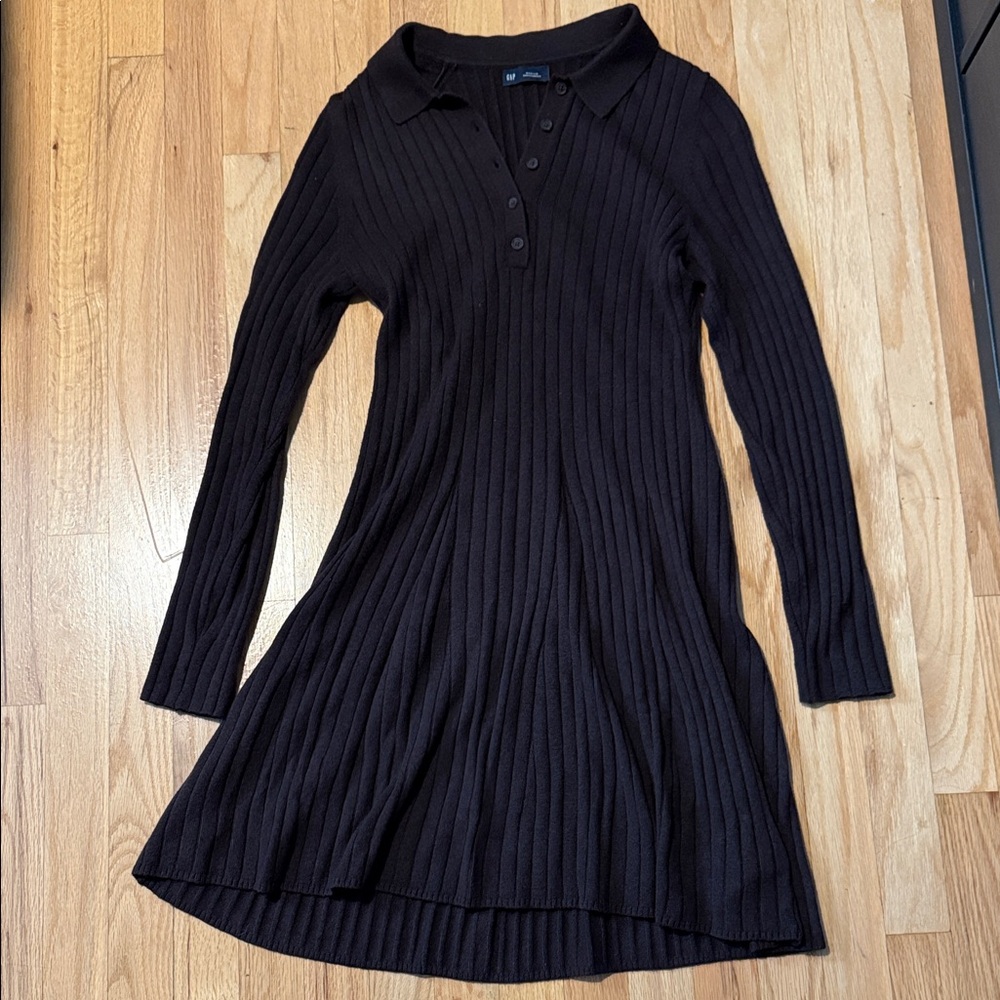 GAP Women’s Cashsoft Ribbed Dark Brown Sweater Dress